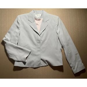 Casual Corner Blazer Jacket Women's Size 12 Light Grey Pink Lining 3 Buttons